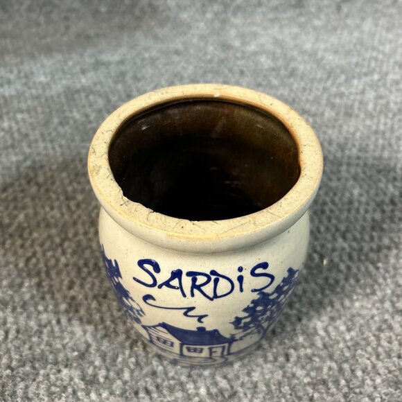 Vintage 90s Pottery Crock Stoneware Sardis OH 1996 on Bottom Cottage House - Picture 2 of 9